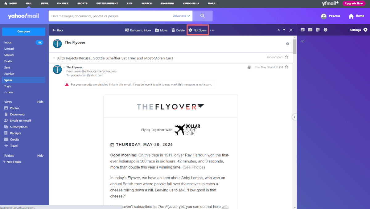 Yahoo! Mail Whitelisting Guide - Join The Flyover